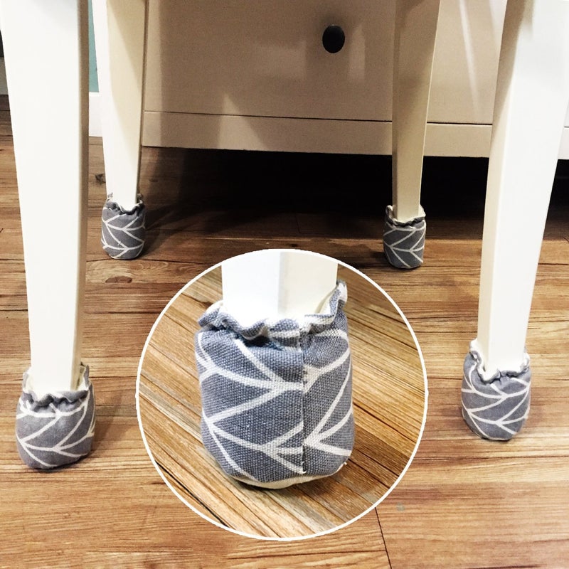 WarmHut Chair Leg Floor Protectors, 16pcs Table Furniture Leg Feet Tips Cloth Leg Caps, Wood Floor Protectors, Home Decoration (Linen Grey) - Image 4